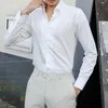 メンズドレスシャツ長袖カジュアルスリムビジネスシャツ韓国ブラックホワイトソリッドストリートウェアフォーマルソーシャルタキシード服210527