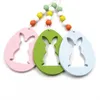 Easter Wooden Hanging Pendant DIY Solid Color Egg Bunny Shaped HangingS Ornament Happy Easter Home Decoration 6pcs/bag