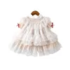 Zomer Lolita Spaans Peter Pan Collar Floral Print Princess Ball-toga voor Bady Girls Birthday Party Kant Jurk Q0716