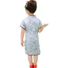 Kwiatowa dziewczynka Qipao Silky Dress Dzieci Chi-pao cheongsam chiński noworoczny kostium ubrania dla dzieci sukienki ślubne 2-16 22753