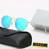 2022 Klassieke Ontwerp Merk Ronde Zonnebril UV400 Brillen Metalen Gouden Frame Bril Mannen Vrouwen Spiegelglas Lens Sunglass met doos