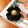 Comprimento 6,3 cm de tamanho médio flores de pérola garra braw braçadeiras garotas coreanas banho scrunchies hairpins de plástico mulheres chuveiro cabeça de rabo de cavalo captura de cabelo floral ornamentos clipe