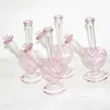 9 inch hartvorm waterpijpen glazen bong roze kleur dab booreilanden waskolf mini glazen waterleidingen met 14 mm schuif kom stuk quartz nagels