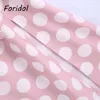 Polka dot roze vintage jurk vrouwen lantaarn mouw spleet lange elegante zomer maxi a-line boho kleding 210427