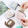 Koreansk stil Kvinnors Små Myntpåsar Plånbok Zipper Blomma Bomull Pengar Key Wallet Pouch Case Väskor för barn Tjej