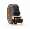 Belts 2021 Black White Red Tan Wide Genuine Cowhide Leather Waist Strap Belt Women Gold Square Buckle Woman For Jeans Waistbands