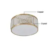 Moderne cuivre LED cristal plafonnier intérieur luminaire décoration de la maison rond plafonniers pour salon chambre