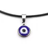 Turkey Blue Evil Eyes Pendant Necklaces Alloy Chain Rock Amulet Jewelry Leather Chains Handmade Enamel Evil-Eye Necklace238n