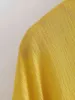Koszulki damskie żółte obrót kołnierz pani luźne bluzki po prostu stylowe przyciski Casual Office 210421
