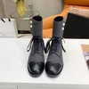 Quality Love Women Boots Chunky Heel Martin Laureate Boot Black White Size 35-41 Martins Woman Shoes