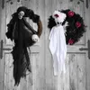 Halloween Hanging Ornament Horror Party Garland Wreath with Skull Doll Home Wall Decoration for Door Garden DC120 INTE99 Q0812