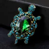 Green and Blue Rhinestone Turtles Brooch Cute Crystal Tortoise Brooches Gifts for Kids Animal Pins Jewelry Accessories