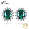 JewelryPalace Kate Middleton Gesimuleerde Groene Emerald 925 Sterling Zilveren Stud Oorbellen Prinses Diana Gemstone Crown Earring 211009
