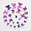 Stickers Muraux Art Design Decal 3D Papillon Home Decor Chambre Décoration 12pcs (Violet)