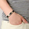 Cool Fashion Black Silicone Bracciale Bracciale Polcatura Men039s in acciaio inossidabile Bangle 4120113