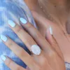 Fashion Micro Paved White Rhinestones Finger Ring Oval Shape Elegant Rings For Women Wedding Party Delicate Jewelry Gift B4M876 Cluster