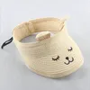 Joli sourire été vide haut large bord paille visière casquette pour bébé accessoires enfants enfant réglable mignon chapeau de soleil garçons filles