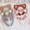 Bandeau de lavage de visage de dessin animé bandeaux en peluche accessoires de cheveux bandeau d'oreille de chat bandeau mignon