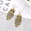 Oude bronzen vogel Owl oorbellen Handgangen Email Anamel Animal Hook Kroonluchter Oorringen voor vrouwen Fashion Jewelry Will en Sandy