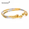 Wando 2pcs/lot 24k Gold Africa Jewelry Ethiopian Two Colour Bracelet Dubai Bangle for Women Kids Diy Charms Birthday Gifts Wb95 Q0719