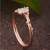 Cluster Rings Exquisite Women's Rose Gold Ring Oval Cut Created Fire Opal Jewelry Birthday Proposal Gift Bridal Engagement Party Band