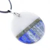 Natuursteen Ronde Stiksels Plaat Hanger Labradoriet Energie Balans Healing Reiki Crystal Lapis Rode Jasper DIY Necklace