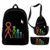 Backpack Alan Becker Funny Primary Middle School Students 3pcs/set Boys Girls Backpacks Chest Bag Pencil Case Schoolbag