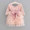 Spitze Tüll Kuchen Mädchen Herbst Kleid Spitze Langarm Kleid Prinzessin Kleid Kleider Für Mädchen Abendkleid Kinder Kleidung 211027