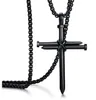 ブラック18-28インチロロチェーンステンレススチールネイルクロスペンダントネックレスクリスチャンジュエリー男性のための宗教的な贈り物