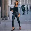 Siyah PU Suni Deri Tayt kadın Seksi Yüksek Bel Streç Push Up Kalça Karın Kontrol Kalem Pantolon Pantolon Yüksek Sokak Giyim Y211115