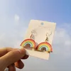 Korean Fashion Rainbow Dangle Earrings Lady Women Cute Gold Metal Hanging Drop Earrings Jewelry Accessories Women's Earring Gifts