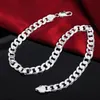 Chains Classic 925 Sterling Silver 18-30 Inch 12 Mm Rock Hip Hop Flat Side Necklace Ladies Men Fashion Wedding Pendant Jewelry