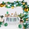 Dżungla Wild Birthday Party Decoration Latex Green Balloon Golden Metallic Confetti Balony Garland Arch Do Wedding Kids Baby Shower