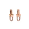 Fashion Stainless steel Heart Shape Stud T long Earrings for Women Genuine Jewelry rose gold/silver/gold love earring with crystal Enamel Party Gift