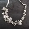 Slbridal handgemaakte zilveren kleur kristal strass floral blad bruiloft haaraccessoires haar wijnstok bruids hoofdband vrouwen sieraden x0625