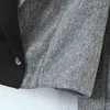 Frauen Elegante Spleißen Langarm Eine Taste Und Versteckte ButtonSlim Check Mantel Büro Arbeit Kurze Anzug Jacke Oberbekleidung 210520