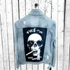 Men's Jackets Denim Jacket Autumn And Winter 2021 Style Fun Skull Print Hole Casual Fashion Lapel Top