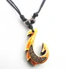 New Mixed Hawaiian Jewelry Imitation Bone Carved NZ Maori Fish Hook Pendant Necklace For Women Men Chokers Necklaces Amulet Gift