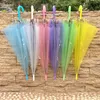 200 pièces parapluies transparents parapluies en PVC transparent à long manche 6 couleurs DH2031