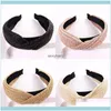 Fasce per capelli Gioielli Donna Fascia per capelli St Weaving Knot Headband Bohemian Wide Cross Hairbands Harajuke Bands Hoop Bezel Capelli fatti a mano Aessory Drop