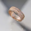 Europa Amerika Modestil Dame Frauen Messing graviert T Initialen 18 Karat vergoldet Volldiamant Ring Ringe Größe US6-US9 3 Farbe