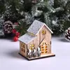 Christmas Decorations LED Light Wooden House Luminous Cabin Home Decor Fairy Night Lamp Pendant Prop Candle Gifts