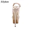 Best Quality Women Sandals Pumps Party Shoes Platform Stiletto Heels Lady Sexy Open Toe Hollow Out High Heels Dress Shoes Black 35-42