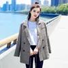 Aelegantmis Classic Plaid Vrouwen Blazers Mode Bouble Breasted Long Blazer Jas Office Lady Casual Pakken Jas Herfst 210607