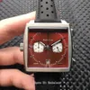 Montre de luxe VK Кварцевые мужские часы Квадратная поверхность из нержавеющей стали Светящийся синий кожаный ремешок relojes lujo para hombre Серый циферблат Часы с хронографом