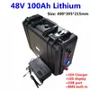 Waterdichte IP67 48V 100AH ​​lithium ion batterij BMS 150A voor 7000W elektrische boot scooter driewielerreinigingsauto RV EV + 10A-oplader