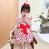 Dress For Girls Big Bow Girls' Dresses Floral Pattern Dress Kids Summer Children's Costumes For Girls 210412