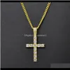 & Pendants Drop Delivery 2021 Designer Men Cross Pendant Gold Necklace Hip Hop Costume Jewelry Full Rhinestone Design Link Chain Fashion Punk