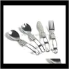 Forks 200Sets Foldable Folding Stainless Steel Spoon Spork Fork Outdoor Camping Hiking Traveller Cook 864Qr Fxbcf