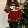 Mujeres Navidad Suéter de punto Otoño e invierno Suelto Estilo coreano Femenino Rojo Suéteres cálidos y jerseys para mujer (X1729) 210423